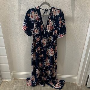 Floral V-Neck Maxi Jumper